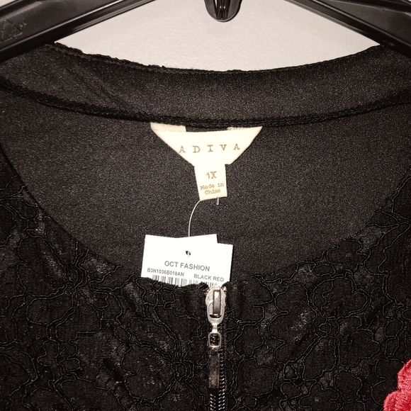 Adiva women's full zipper lace jacket blazer size XL black - Picture 2 of 6